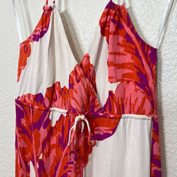 Banana Republic Milly Collection Chili Red Banana Leaf Silk Jersey Maxi Dress S - Picture 7 of 13